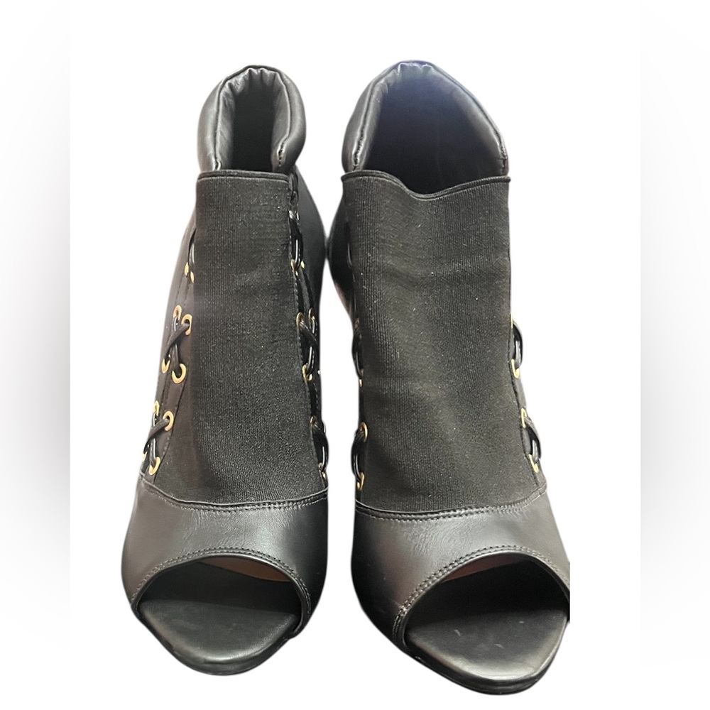 Kazar Collection Black Heeled Boots with Peep-Toe Design